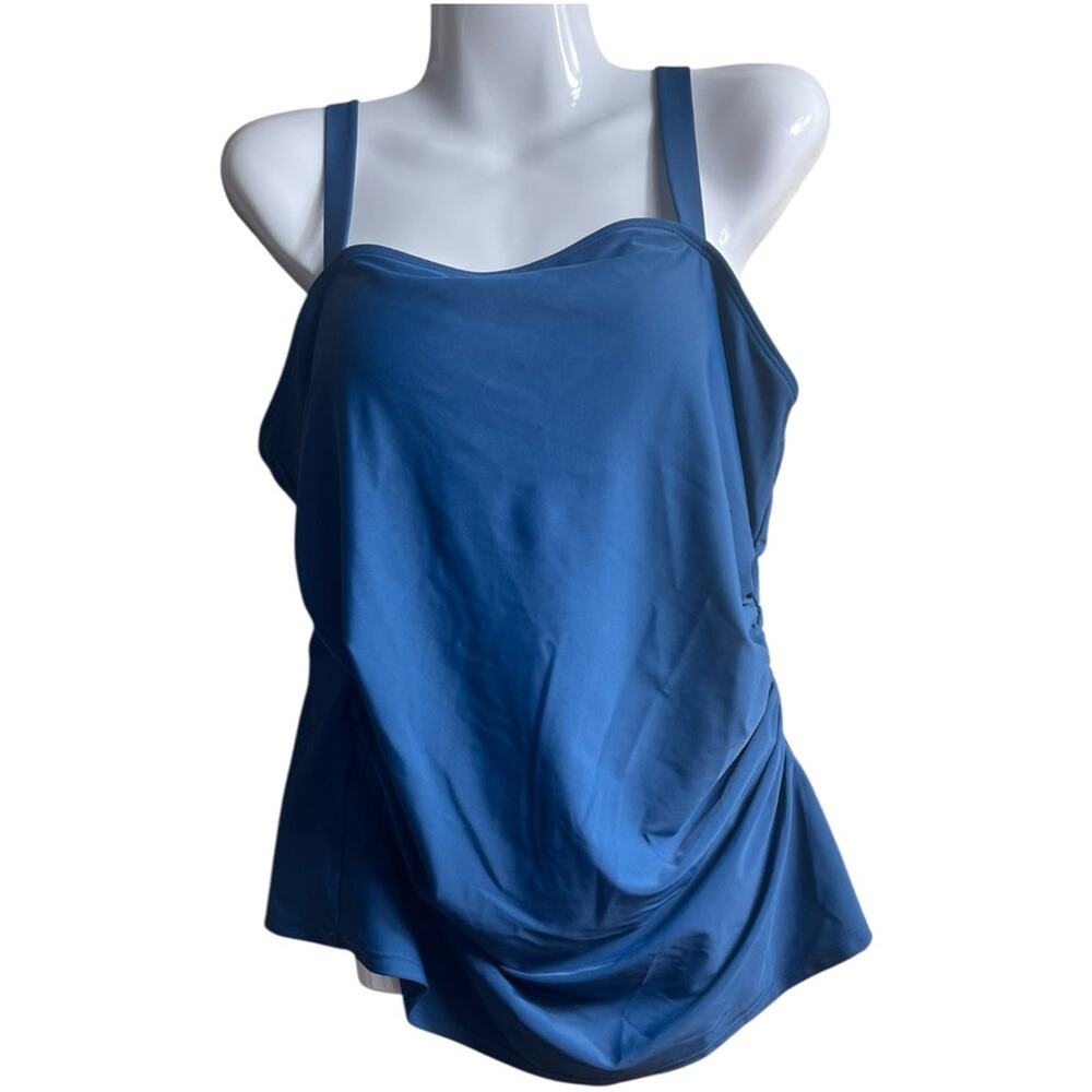 Blue Ruched Tummy Control Swim Dress Set - Picture 15 of 15